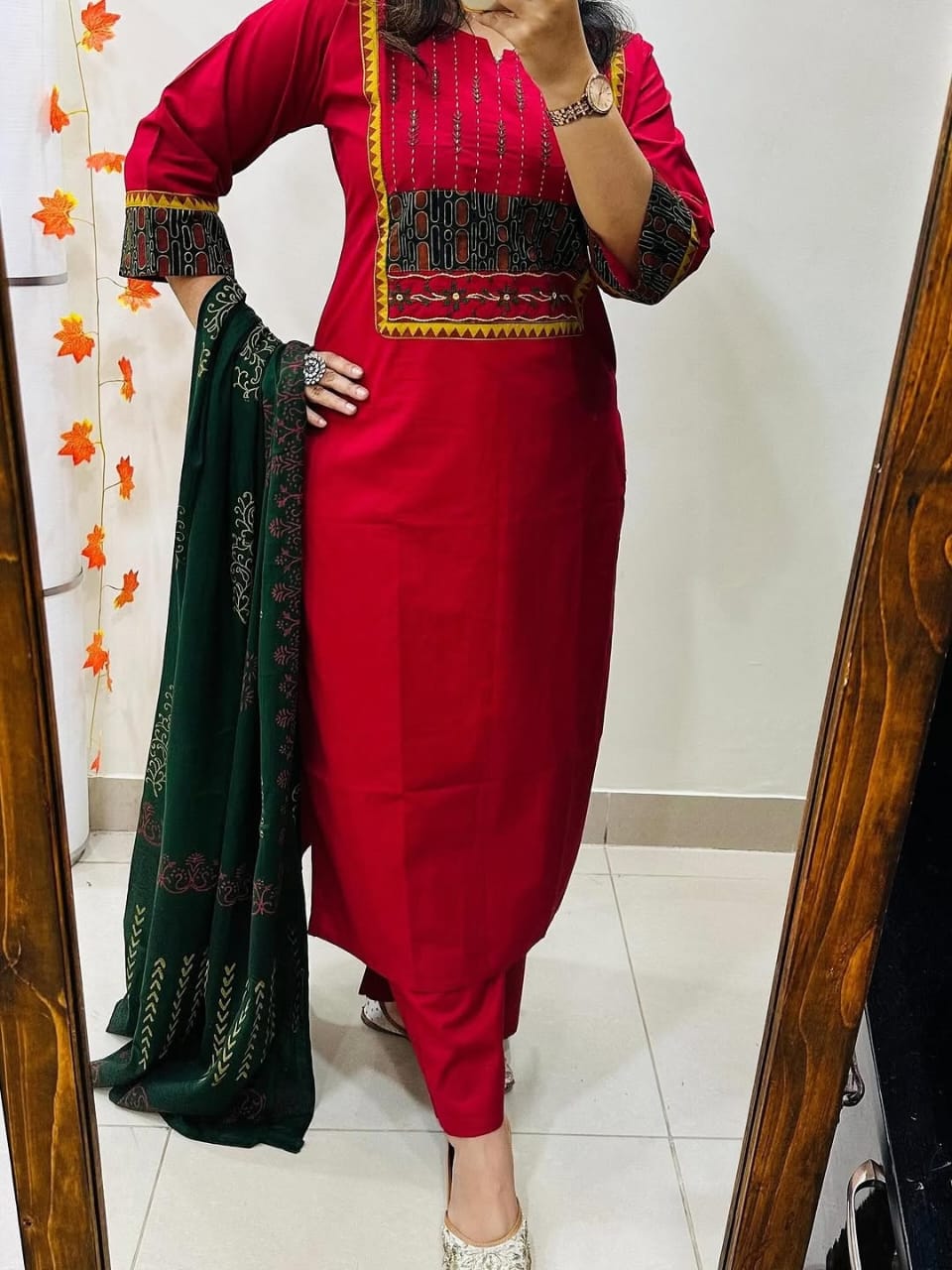 Pure fine Cotton fabric Kurti with Pant with cotton 100-100 Dupatta(DKGHR109)