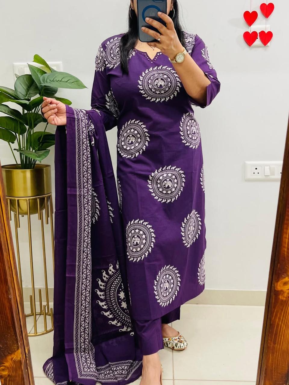 Pure fine Cotton fabric Embroidery Work Kurti with Pant with cotton (DKGH142)