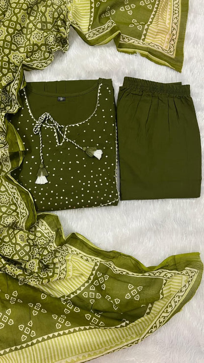 🌹🌹Pure fine Cotton fabric  Kurti with Pant with cotton 100-100 Dupatta🌹🌹(DKGH05)