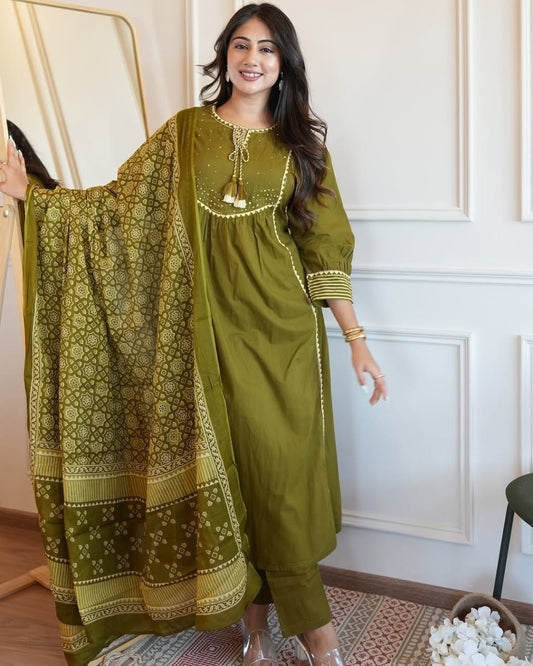 🌹🌹Pure fine Cotton fabric  Kurti with Pant with cotton 100-100 Dupatta🌹🌹(DKGH05)