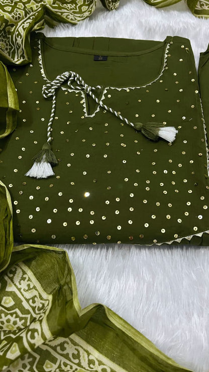 🌹🌹Pure fine Cotton fabric  Kurti with Pant with cotton 100-100 Dupatta🌹🌹(DKGH05)