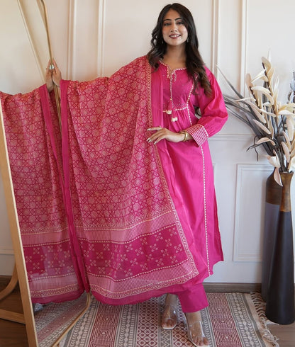 🌹🌹Pure fine Cotton fabric  Kurti with Pant with cotton 100-100 Dupatta🌹🌹(DKGH04)
