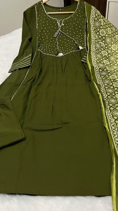 🌹🌹Pure fine Cotton fabric  Kurti with Pant with cotton 100-100 Dupatta🌹🌹(DKGH05)