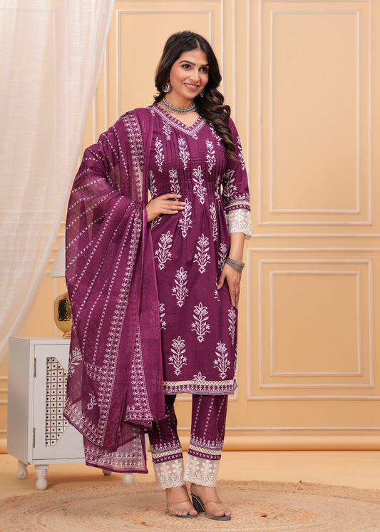 Featuring a chic pleated top with V- neck design and lace detailing, (DKGH87)