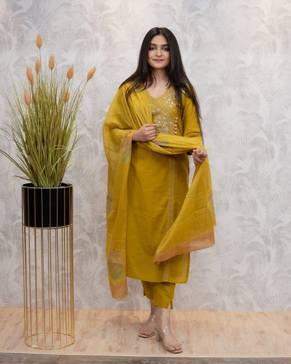 Pure fine Cotton fabric  Kurti with Pant with cotton 100-100 Dupatta (DKGH100)