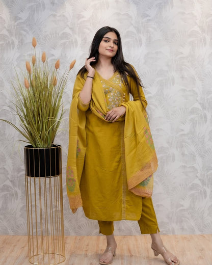 Pure fine Cotton fabric  Kurti with Pant with cotton 100-100 Dupatta (DKGH100)