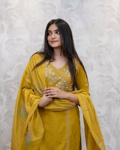 Pure fine Cotton fabric  Kurti with Pant with cotton 100-100 Dupatta (DKGH100)
