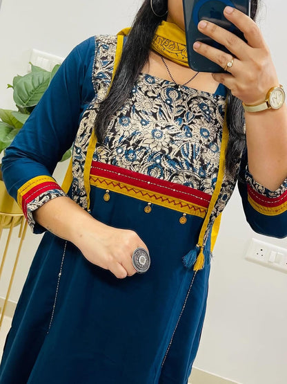 heavy yog work and sika work Kurti with Pant with cotton 100-100 Dupatta(DKGH102)
