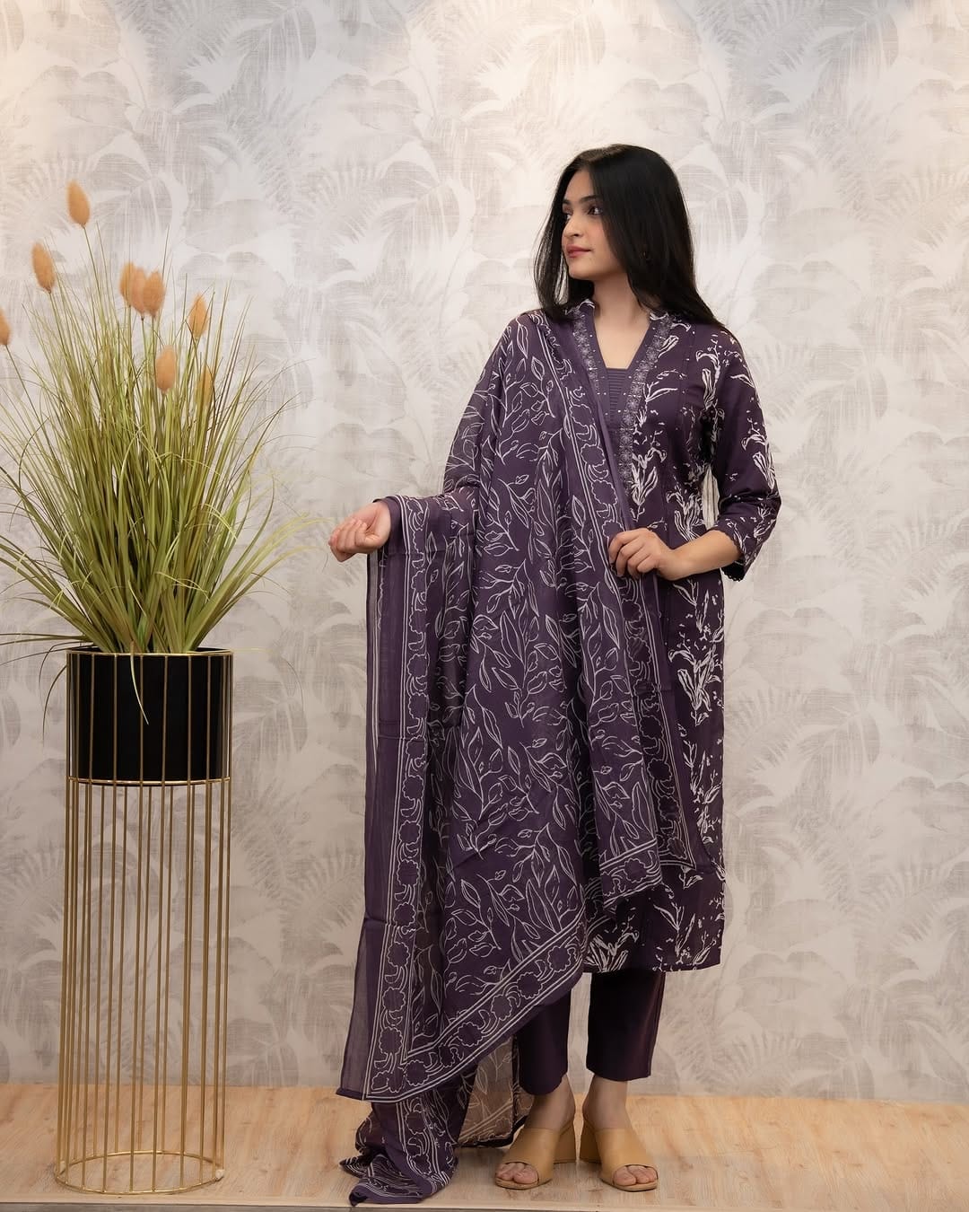 Pure fine Riyon fabric with embrioday naira cut Kurti with Pant(DKGH107)