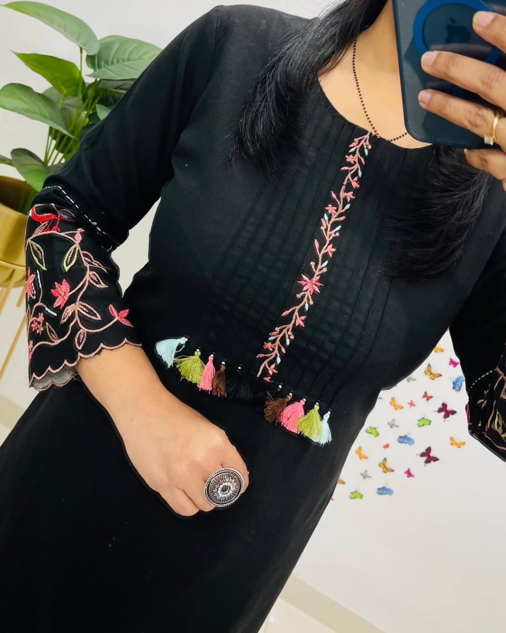 Pure fine Cotton fabric Embroidery Work Kurti with Pant with cotton 100-100(DKGH47)