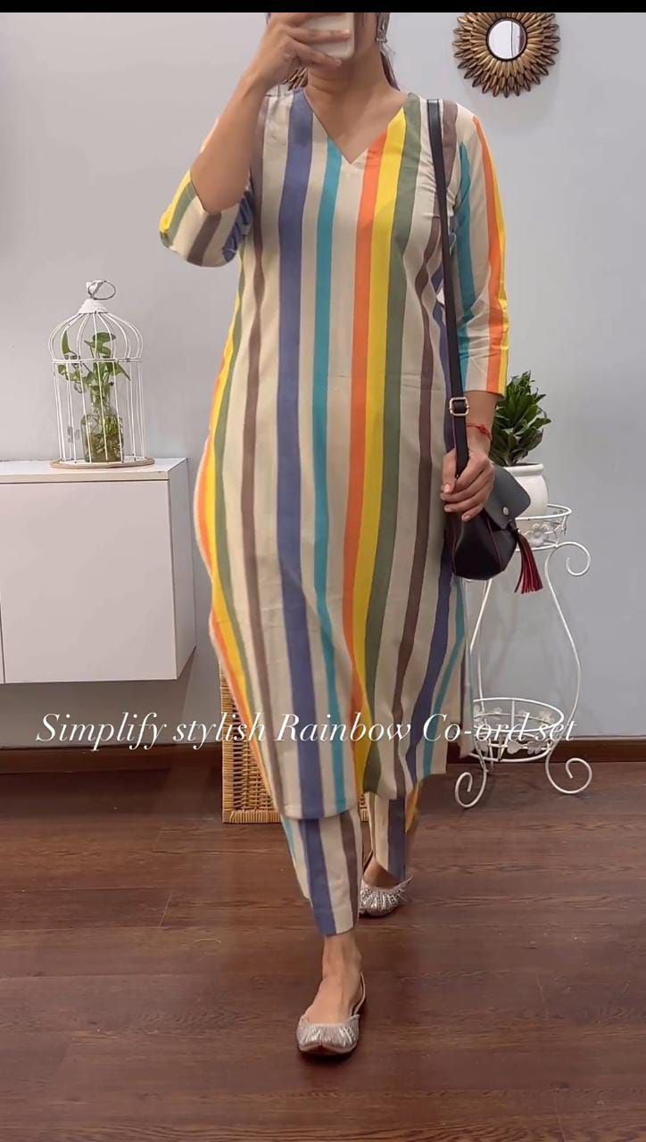 New rainbow 🌈beige co-ord set (DKGH49)