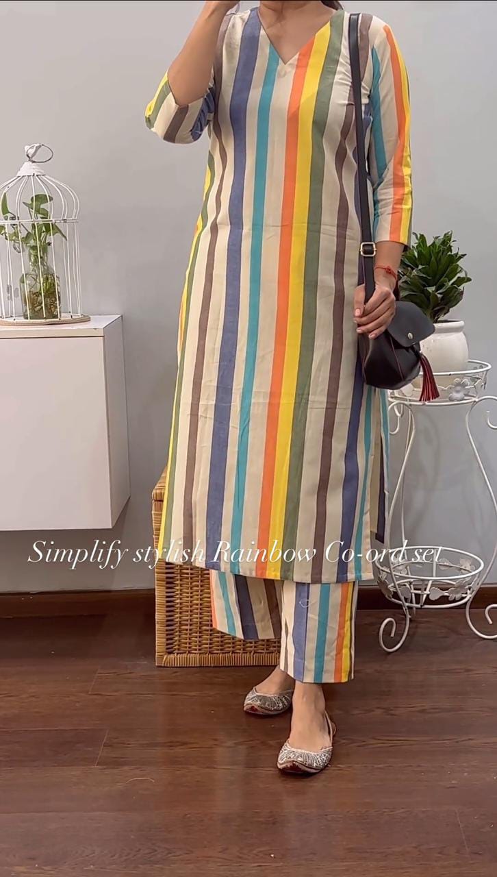 New rainbow 🌈beige co-ord set (DKGH49)
