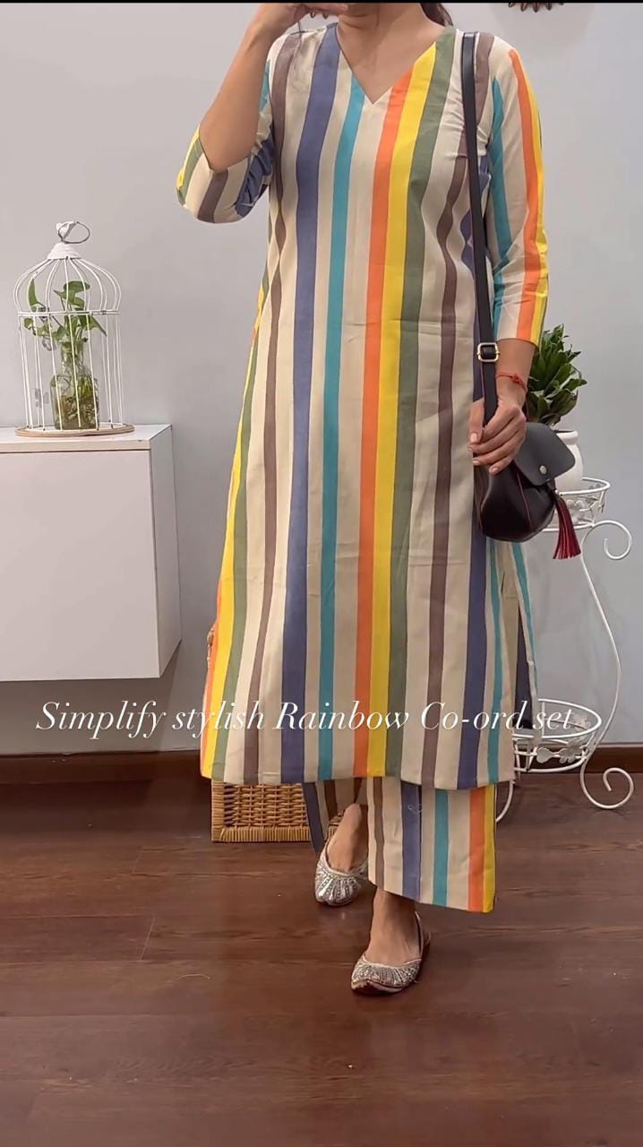 New rainbow 🌈beige co-ord set (DKGH49)