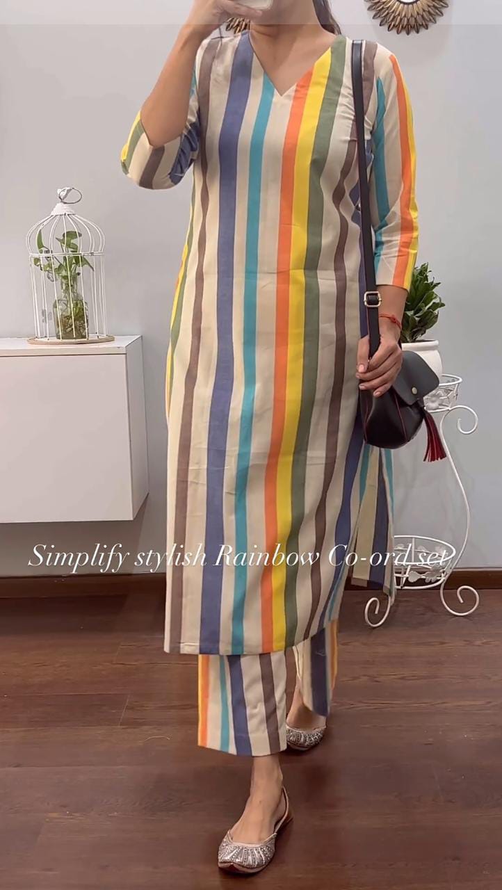 New rainbow 🌈beige co-ord set (DKGH49)