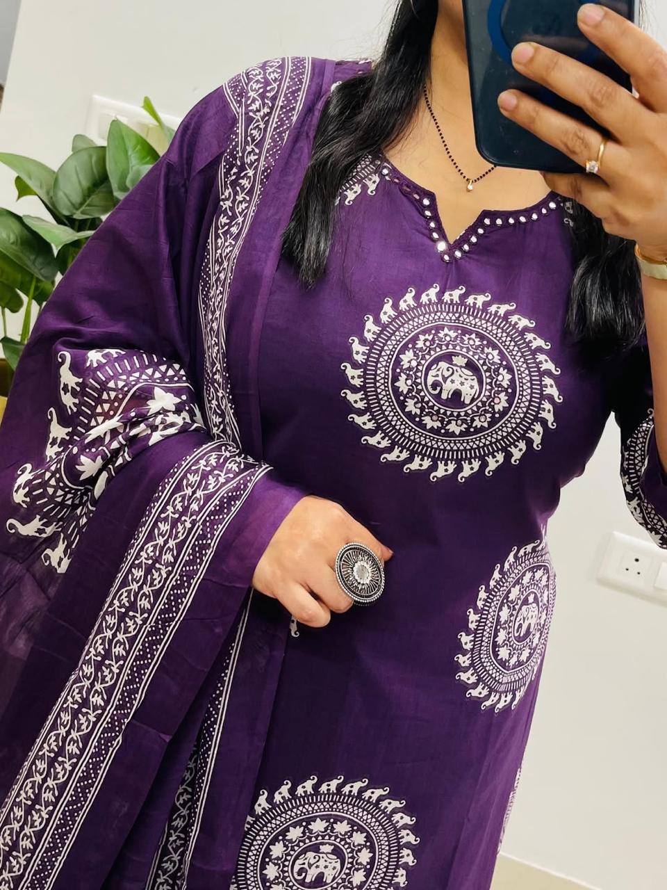 Pure fine Cotton fabric Embroidery Work Kurti with Pant with cotton  (DKGH142)