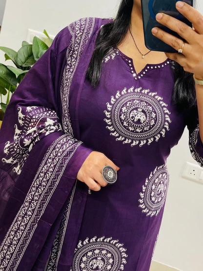 Pure fine Cotton fabric Embroidery Work Kurti with Pant with cotton  (DKGH142)