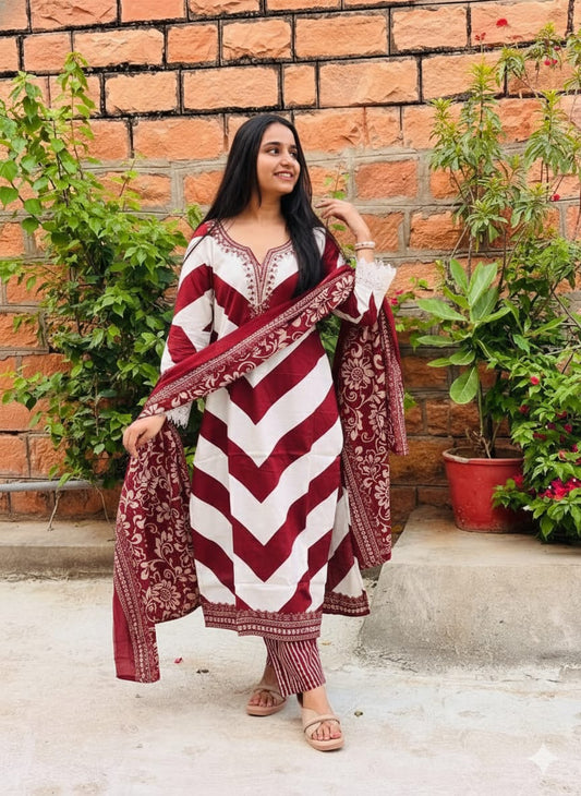 Pure fine Cotton fabric Embroidery Work Kurti with Pant with cotton  (DKGH147)